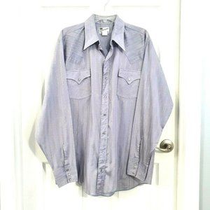DICKSON JENKINS 17/35 Gray Blue Pearl Snap Shiny Silver Thread L/S Shirt VINTAGE